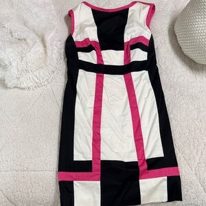 Alfani Black and Pink Geometric Midi Dress